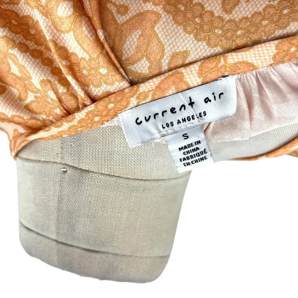 Current Air Los Angeles The Wyland Dress Smocked Mini Orange Floral Size Small - Picture 13 of 15